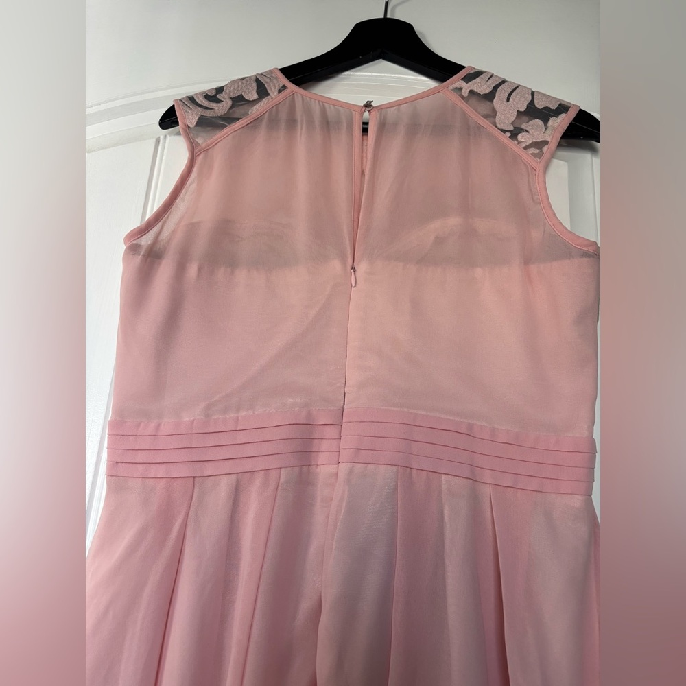 Women’s Little Mistress of London Blush Pink Floral Detail Chiffon Dress Size 8 - Picture 6 of 12